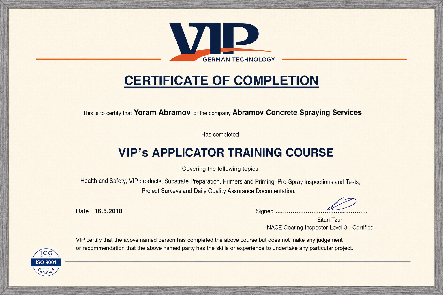VIP German Technology — Applicator Training